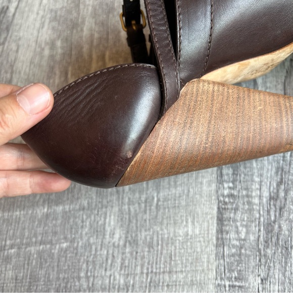 GIVENCHY EU 37 US 6.5 Brown Leather Open Toe Ankle Pump Booties Shoes - Picture 8 of 17